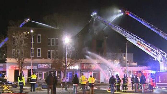 Fire crews battle large building blaze in Brockton - Boston News, Weather, Sports