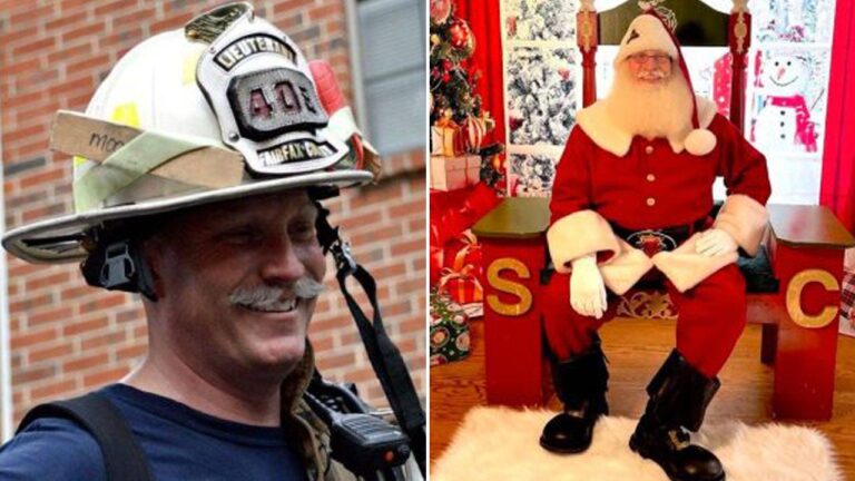 Firefighter dresses as Santa Claus to bring joy to sick kids