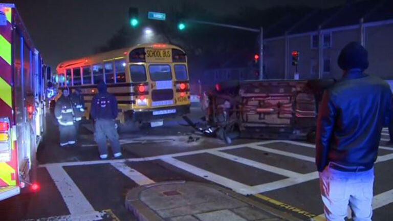 School bus with students on board involved in crash in Roxbury - Boston News, Weather, Sports