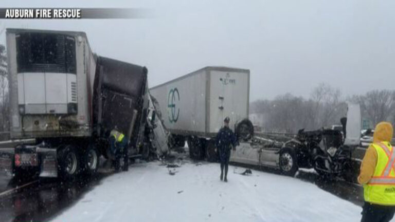 Tractor-trailer crash in Auburn snarls traffic on Mass. Pike ahead of evening commute - Boston News, Weather, Sports